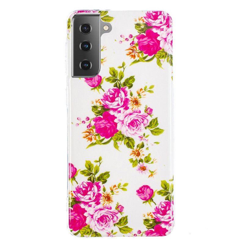 Hoesje voor Samsung Galaxy S21 5G Fluorescerende Vrijheidsbloemen