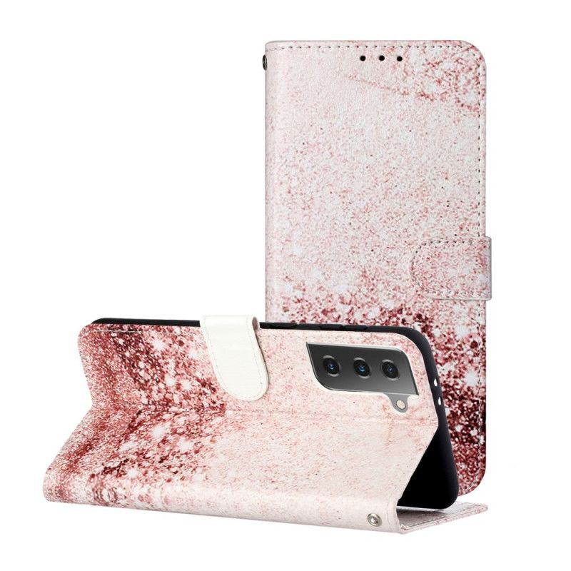 Leren Hoesje Samsung Galaxy S21 5G Designer Pailletten