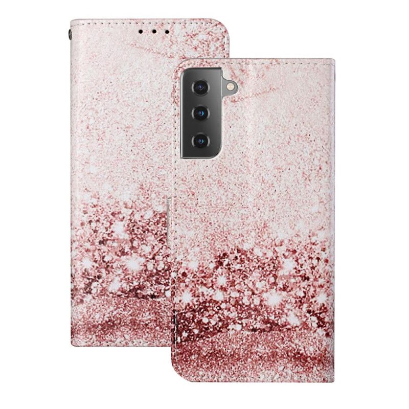 Leren Hoesje Samsung Galaxy S21 5G Designer Pailletten