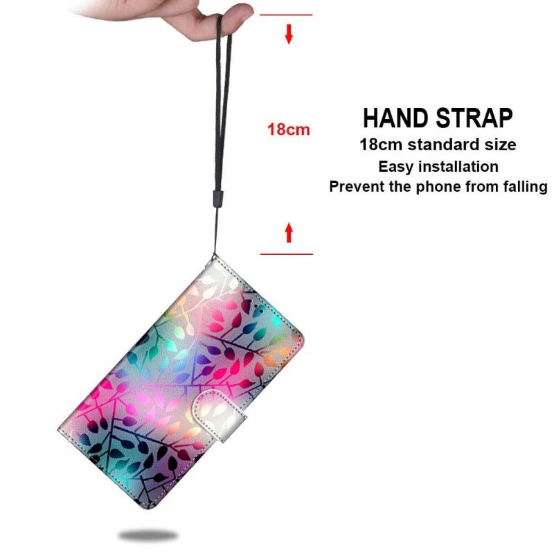 Leren Hoesje Samsung Galaxy S21 5G Telefoonhoesje Neon Bladeren