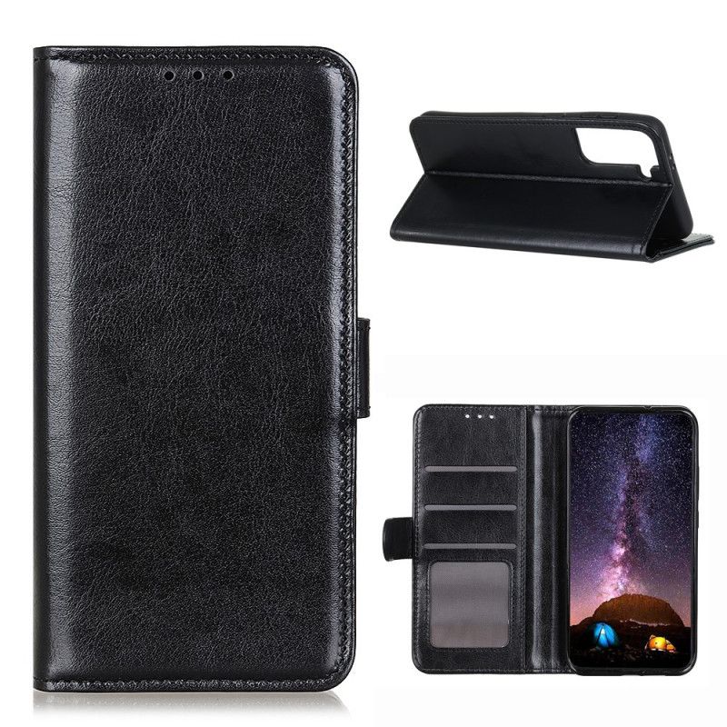 Leren Hoesje voor Samsung Galaxy S21 5G Wit Zwart Bevroren Finesse