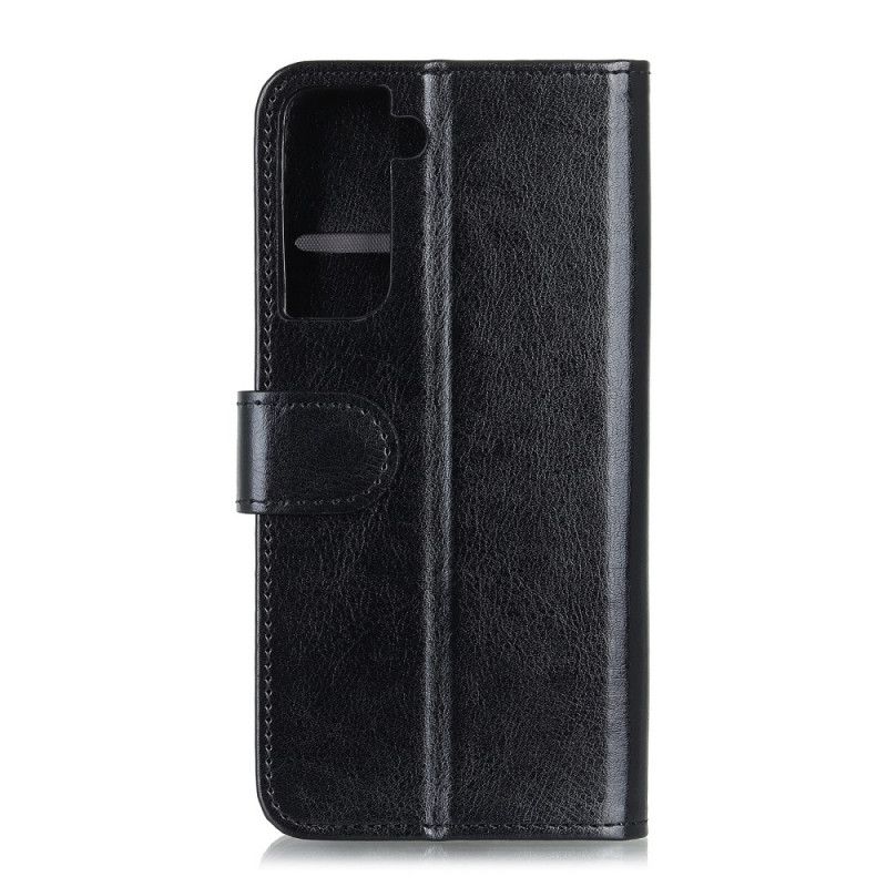Leren Hoesje voor Samsung Galaxy S21 5G Wit Zwart Bevroren Finesse