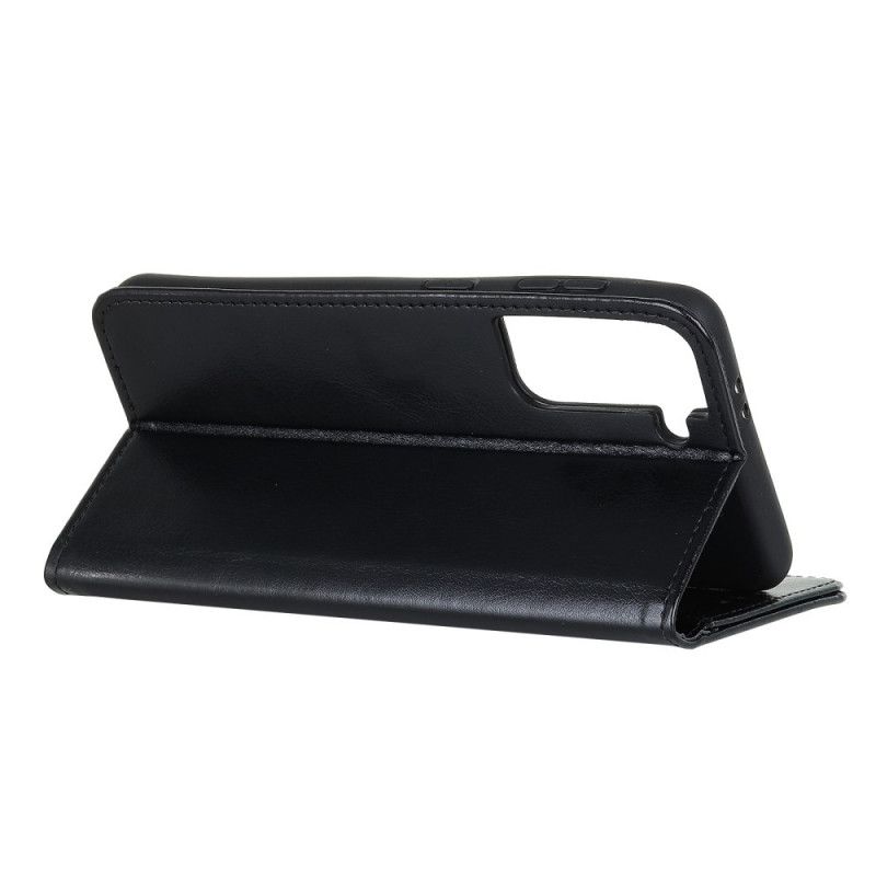 Leren Hoesje voor Samsung Galaxy S21 5G Wit Zwart Bevroren Finesse