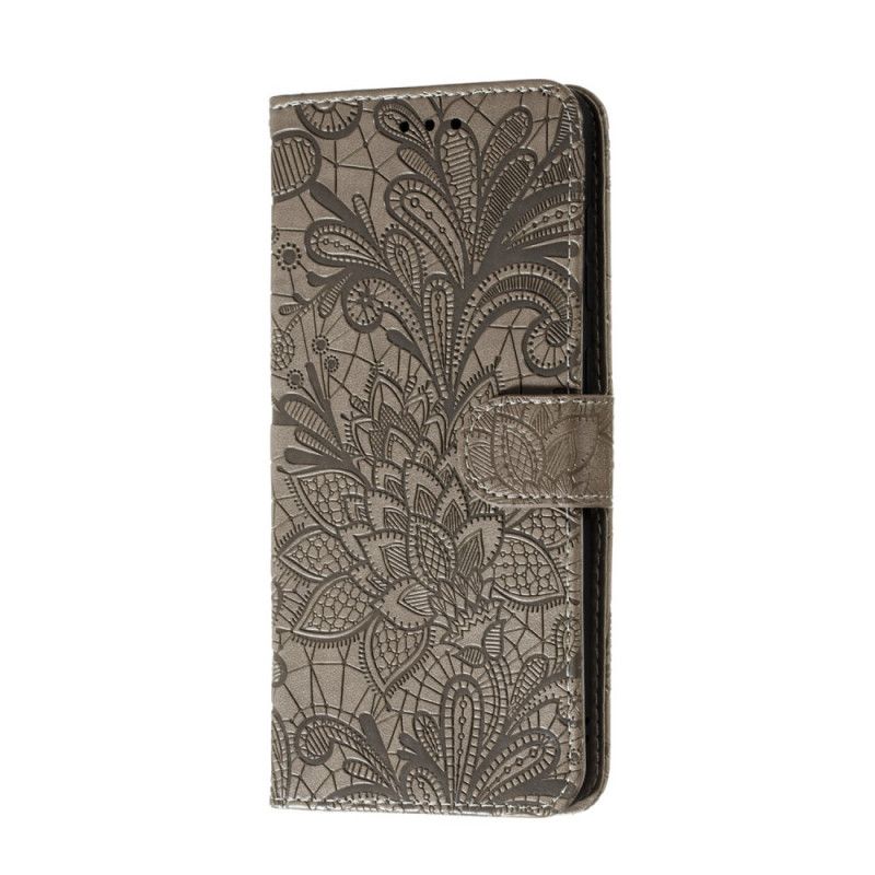 Cover Folio-hoesje Xiaomi Redmi Note 9S / Note 9 Pro Rood Grijs Telefoonhoesje Tribale Bloemen