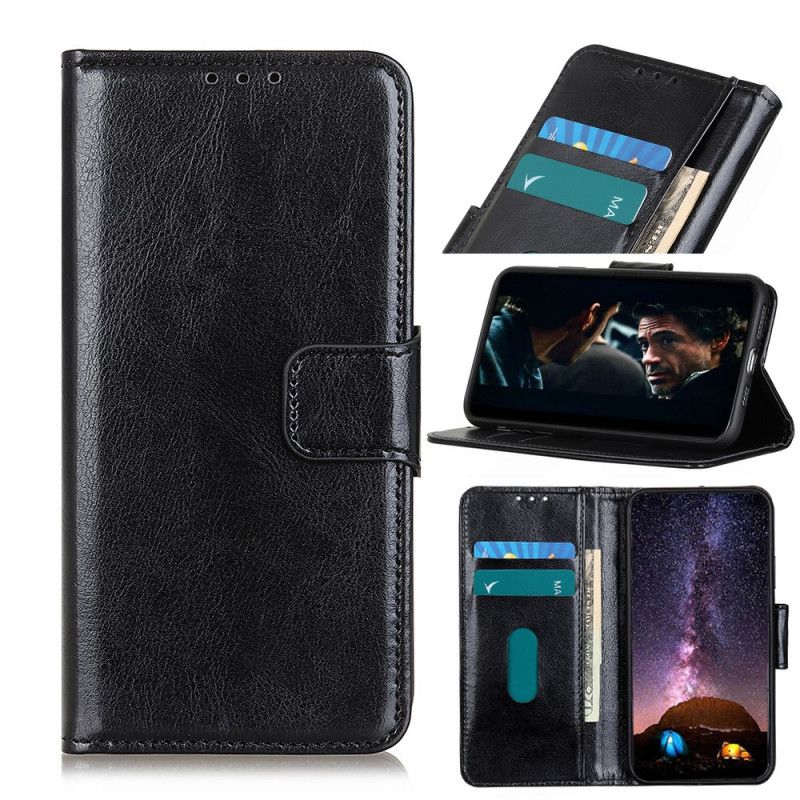 Flip Case Leren Xiaomi Redmi Note 9S / Note 9 Pro Rood Zwart Klassiek Kunstleer
