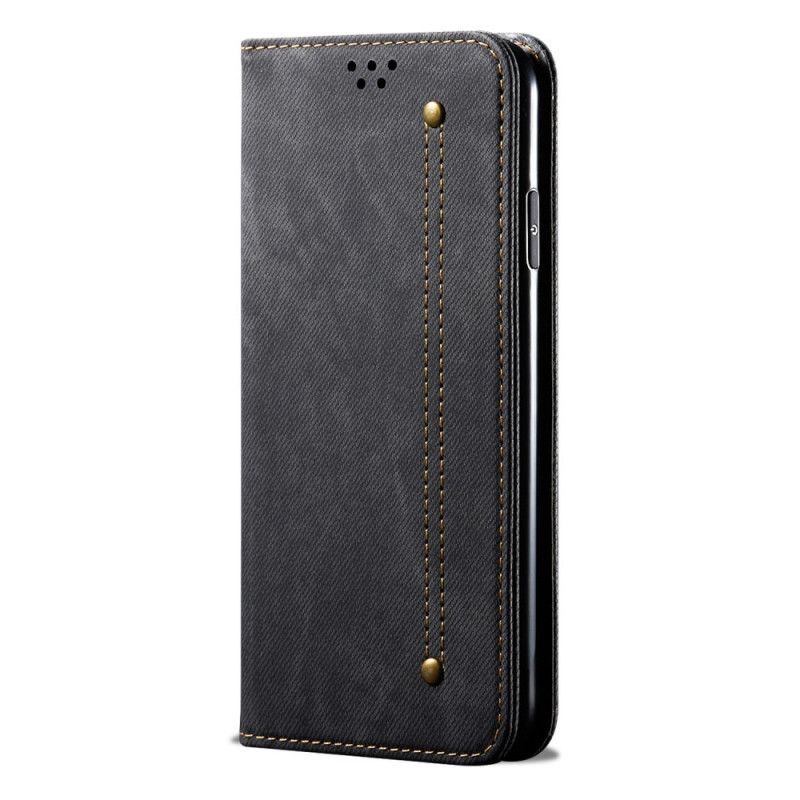 Folio-hoesje Xiaomi Redmi Note 9S / Note 9 Pro Donkerblauw Zwart Jeansstof