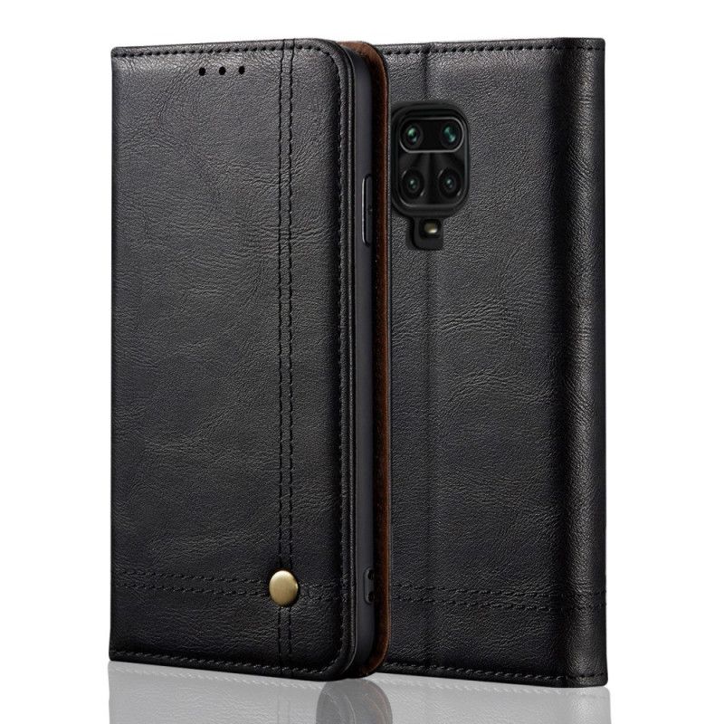 Folio-hoesje Xiaomi Redmi Note 9S / Note 9 Pro Rood Zwart Gestikt Leereffect