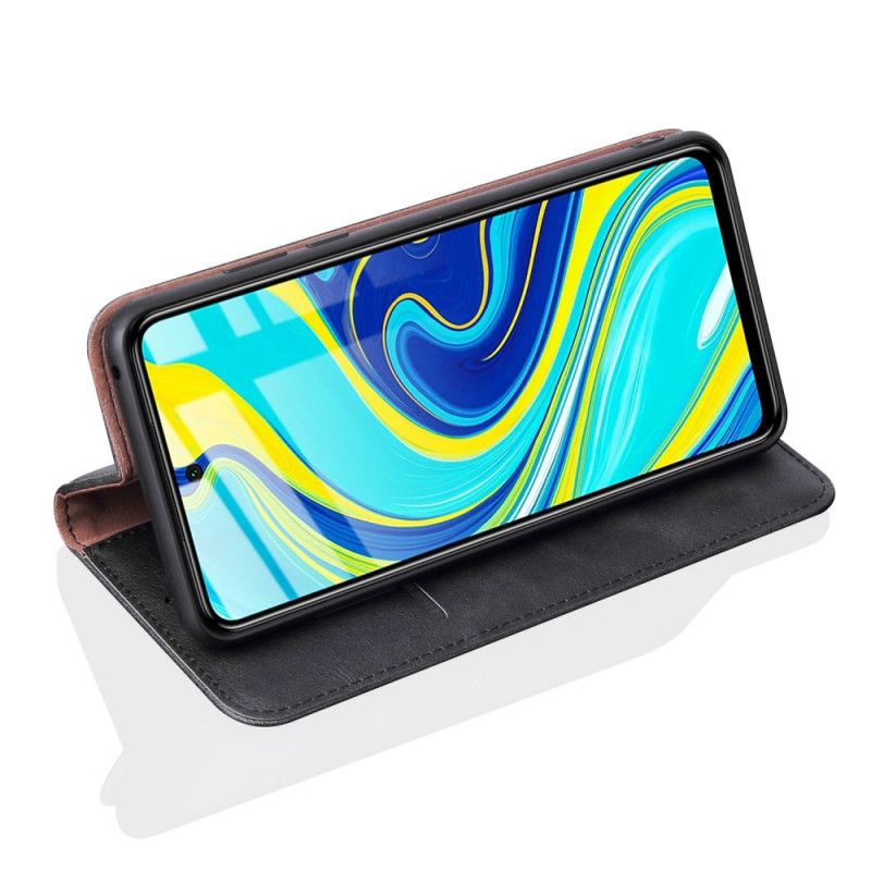 Folio-hoesje Xiaomi Redmi Note 9S / Note 9 Pro Rood Zwart Gestikt Leereffect
