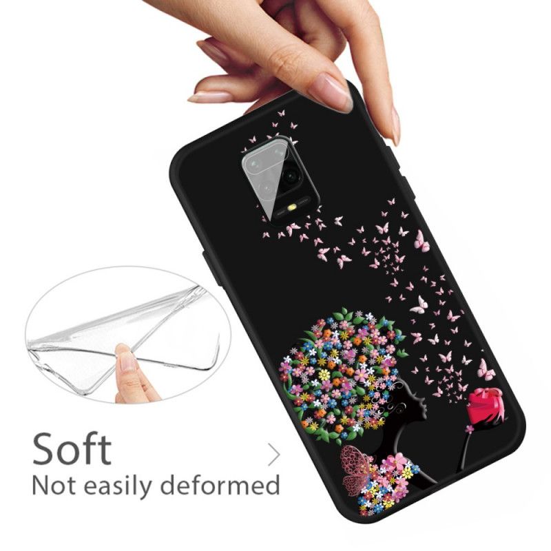Hoesje voor Xiaomi Redmi Note 9S / Note 9 Pro Vrouw Met Een Bloemig Hoofd