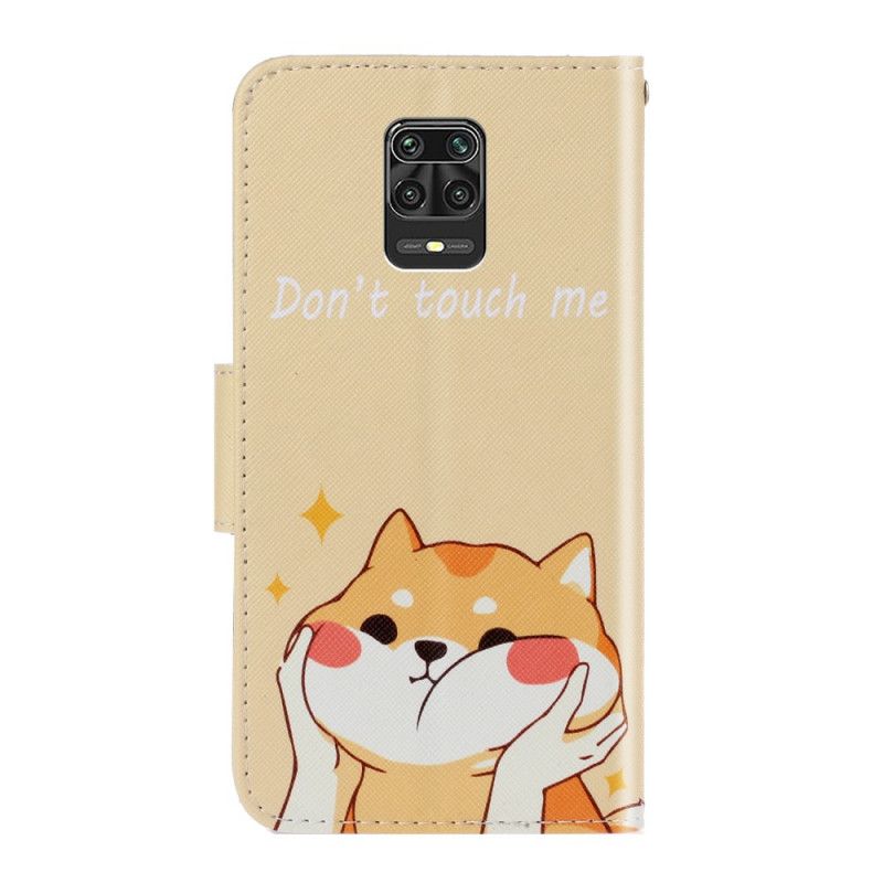 Leren Hoesje voor Xiaomi Redmi Note 9S / Note 9 Pro Kat Raak Me Niet Aan Met String