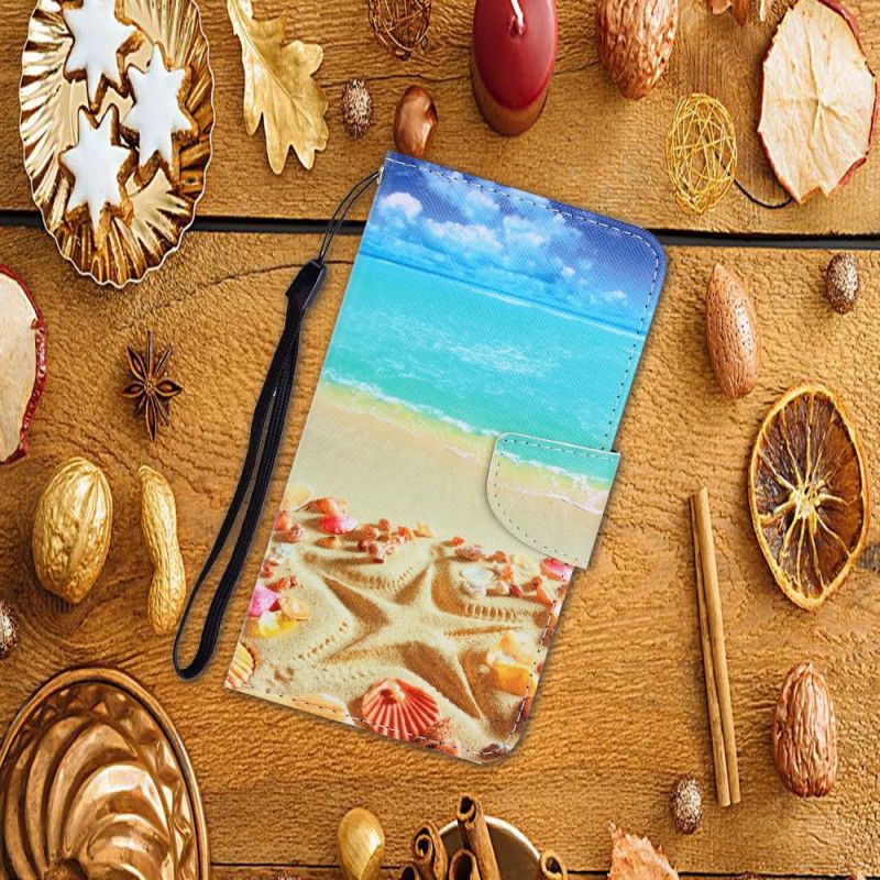 Leren Hoesje voor Xiaomi Redmi Note 9S / Note 9 Pro Riem Strand