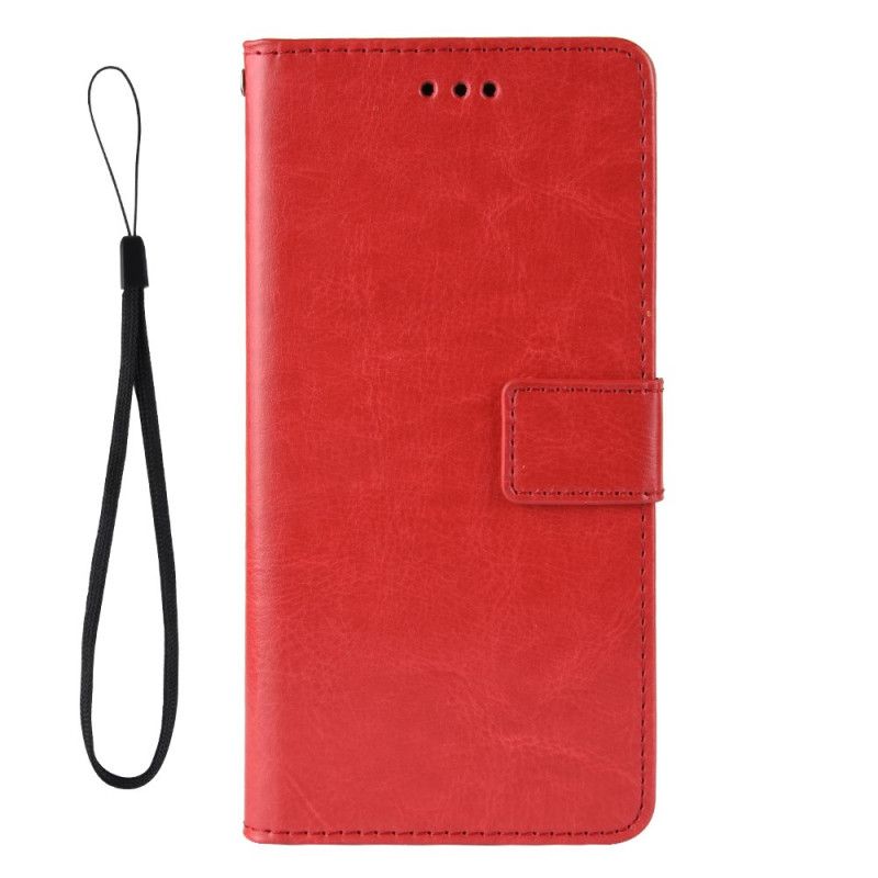 Leren Hoesje voor Xiaomi Redmi Note 9S / Note 9 Pro Rood Zwart Flitsend Kunstleer