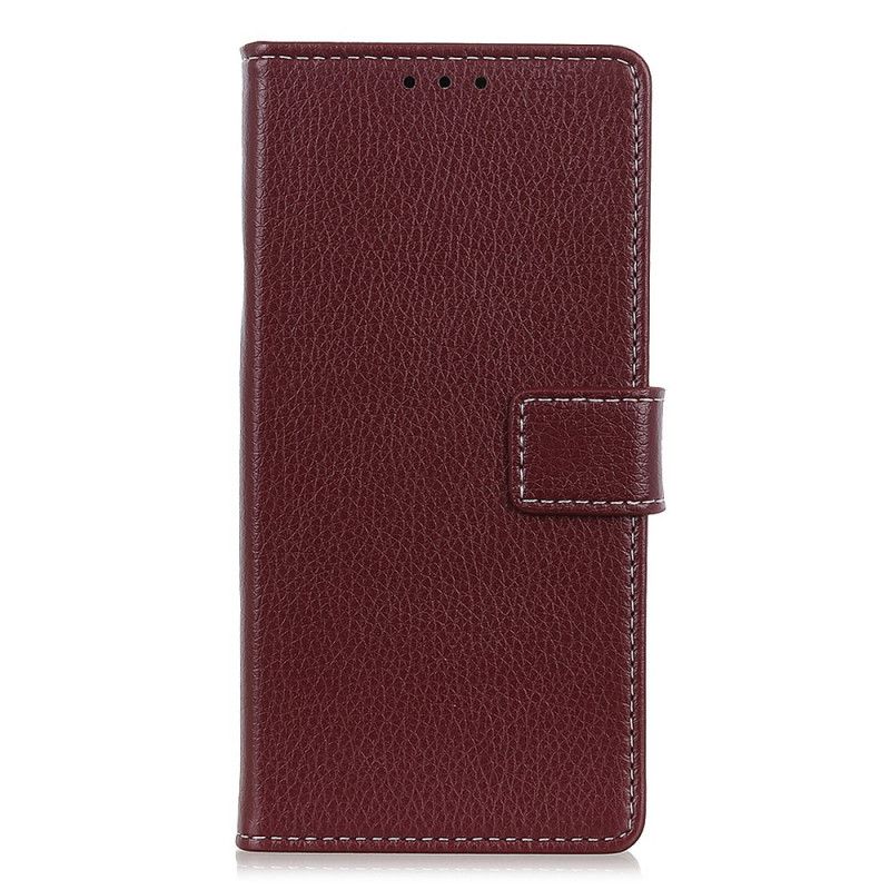 Leren Hoesje voor Xiaomi Redmi Note 9S / Note 9 Pro Zilver Zwart Gestikt Lychee Leereffect