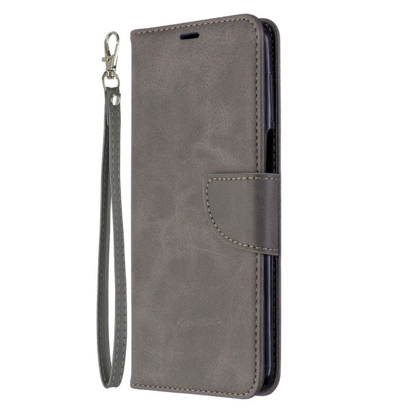 Leren Hoesje Xiaomi Redmi Note 9S / Note 9 Pro Grijs Zwart Stijl Van Leren Band