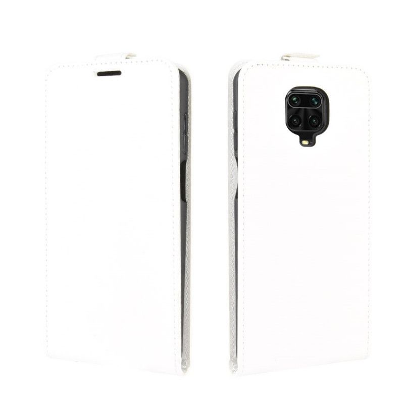 Leren Hoesje Xiaomi Redmi Note 9S / Note 9 Pro Wit Zwart Opvouwbaar