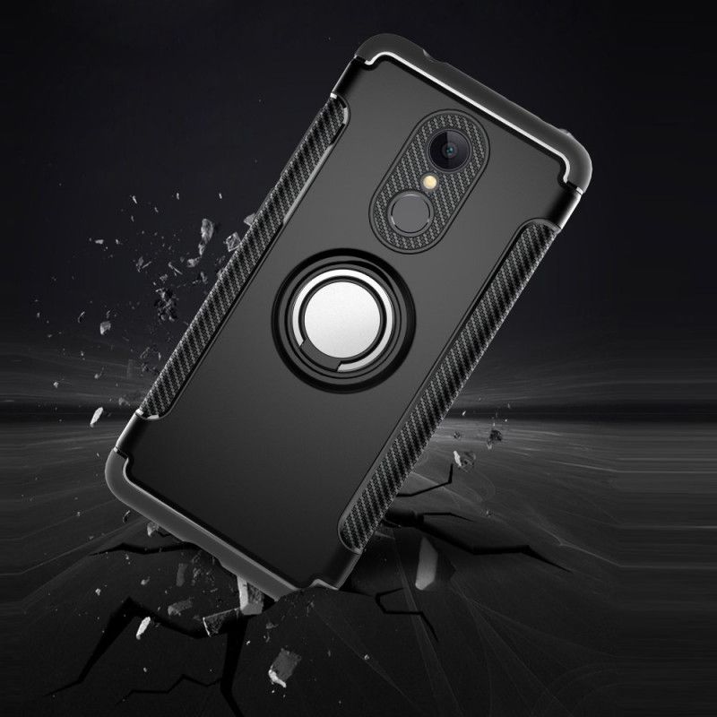 Case Hoesje Xiaomi Redmi 5 Rood Zwart Telefoonhoesje Ring Van Koolstofvezel