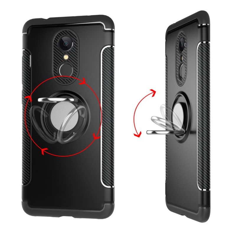 Case Hoesje Xiaomi Redmi 5 Rood Zwart Telefoonhoesje Ring Van Koolstofvezel