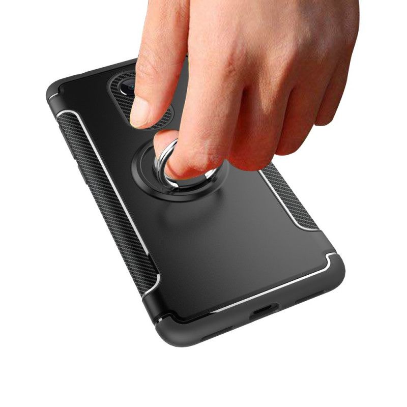 Case Hoesje Xiaomi Redmi 5 Rood Zwart Telefoonhoesje Ring Van Koolstofvezel