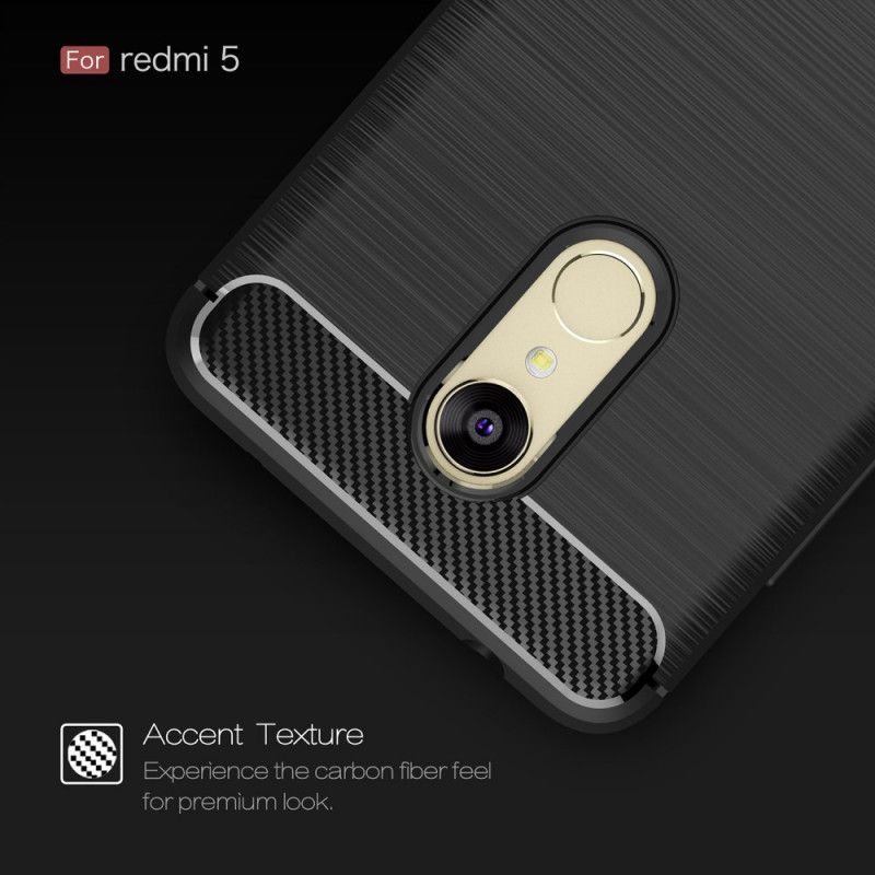 Cover Hoesje Xiaomi Redmi 5 Grijs Zwart Telefoonhoesje Geborsteld Koolstofvezel