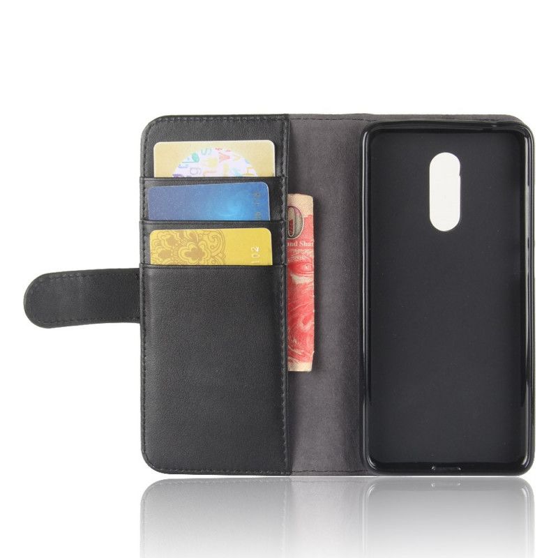 Flip Case Leren Xiaomi Redmi 5 Bruin Zwart Echt Splitleer