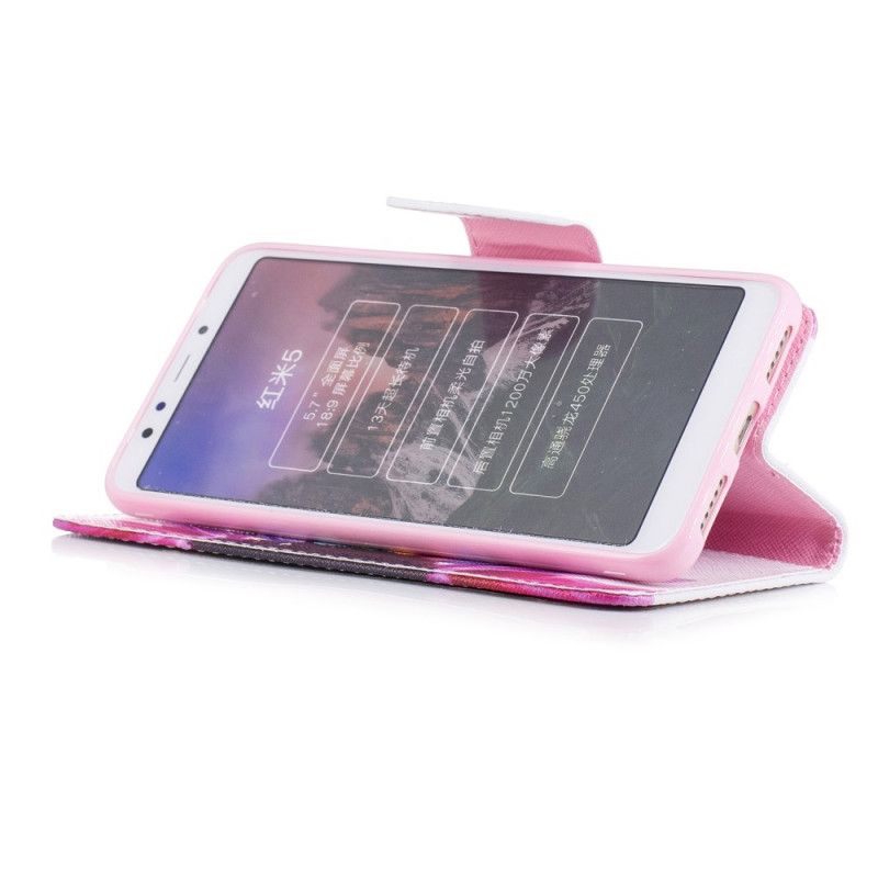 Leren Hoesje Xiaomi Redmi 5 Aquarelbloem