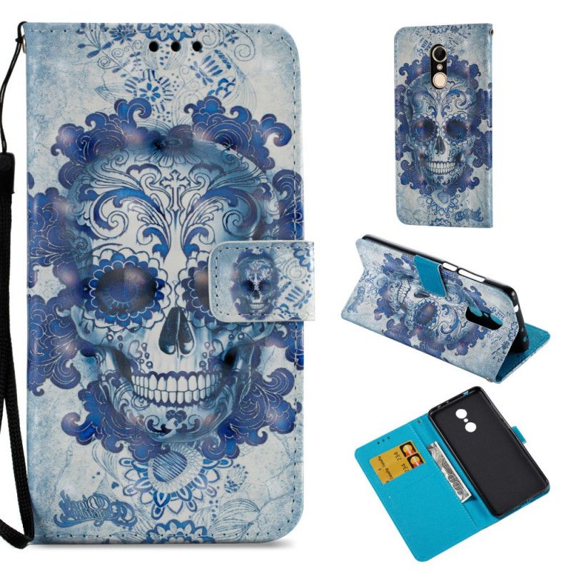 Leren Hoesje Xiaomi Redmi 5 Blauwe Schedel