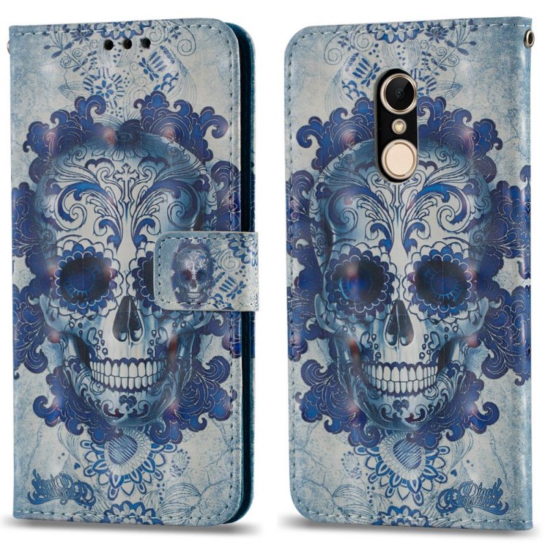 Leren Hoesje Xiaomi Redmi 5 Blauwe Schedel