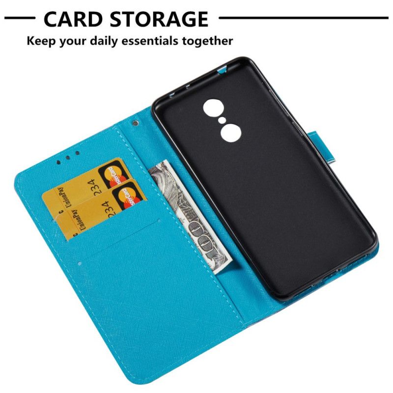 Leren Hoesje Xiaomi Redmi 5 Blauwe Schedel