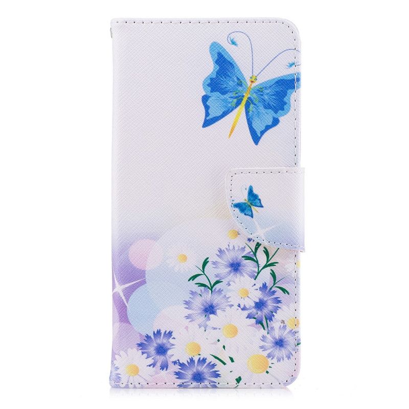 Leren Hoesje Xiaomi Redmi 5 Geschilderde Vlinders En Bloemen