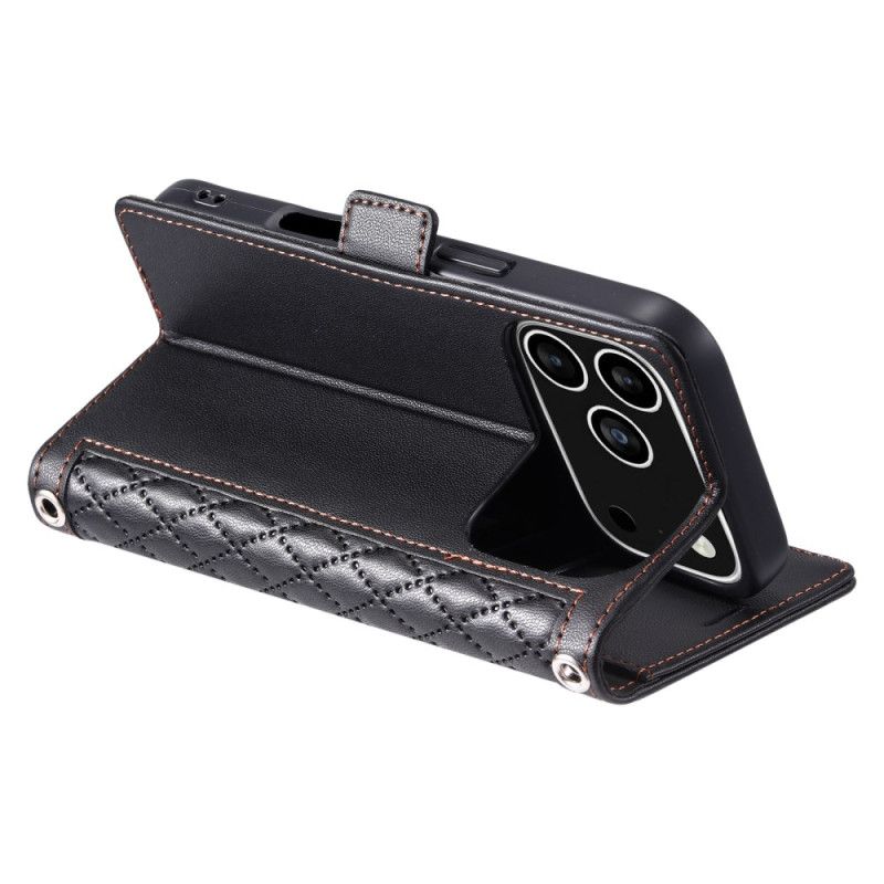 Flip Case Leren iPhone 17 Pro Gewatteerd