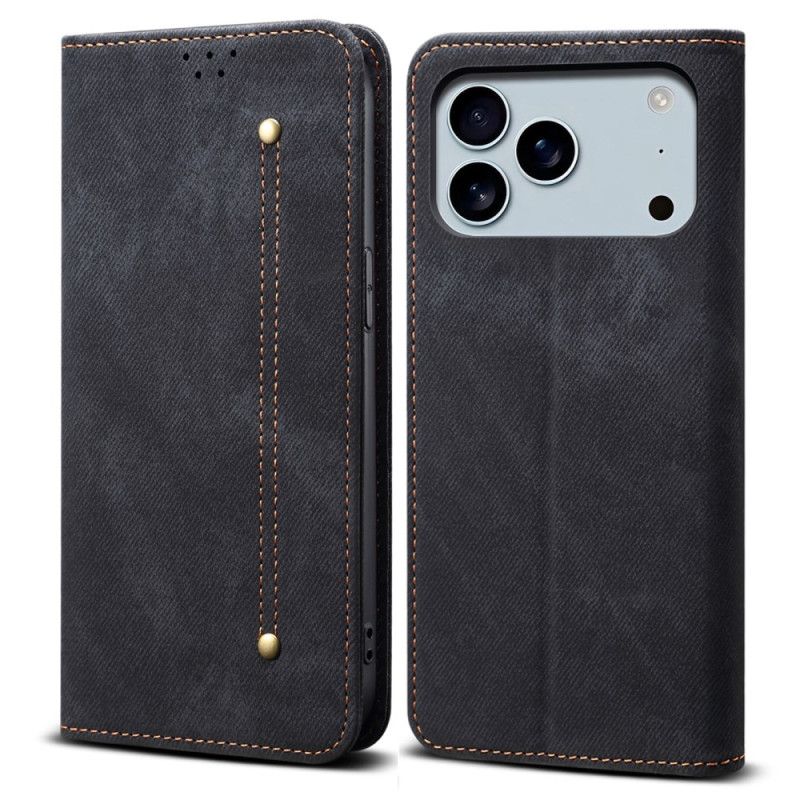 Folio-hoesje iPhone 17 Pro Telefoonhoesje Denimstof