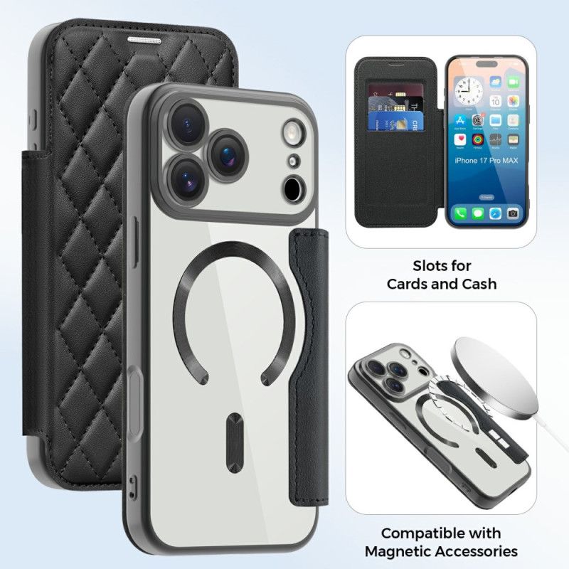 Folio-hoesje Voor iPhone 17 Pro Magsafe-compatibel Gewatteerd