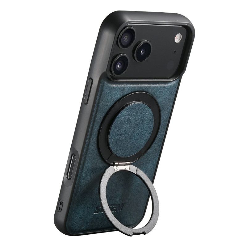 Hoesje iPhone 17 Pro Magsafe-compatibel Gewaxt Leer-effect Met Draaibare Houder