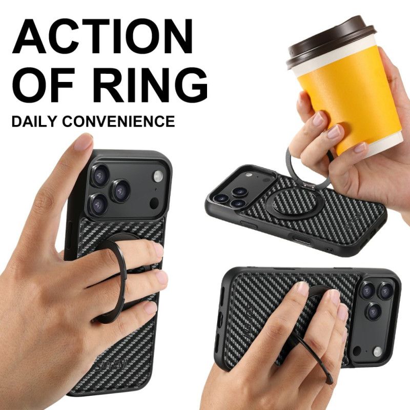 Hoesje iPhone 17 Pro Magsafe Draaibare Houder En Koolstofvezel