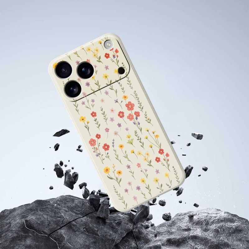 Hoesje Voor iPhone 17 Pro Vloeibare Siliconen Met Bloemen