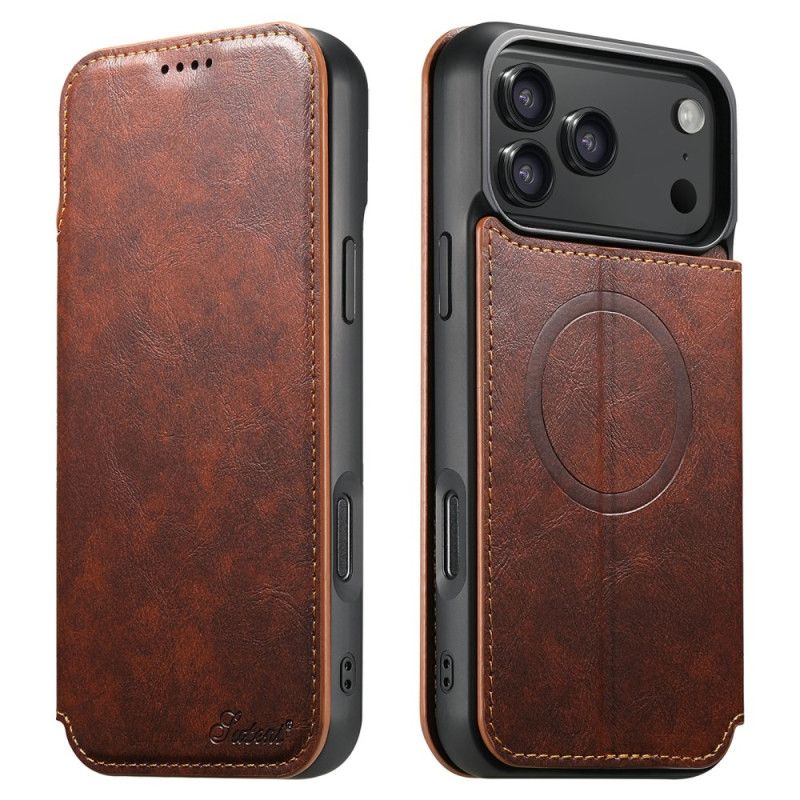 Leren Hoesje iPhone 17 Pro Magsafe-compatibel Leer Effect Bescherming Hoesje