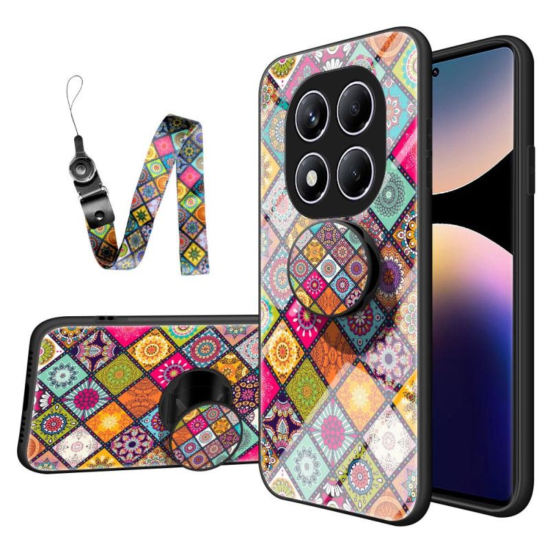 Case Hoesje Xiaomi Redmi Note 14 Pro 4g Telefoonhoesje Patchwork Patroon Standaard En Bandje