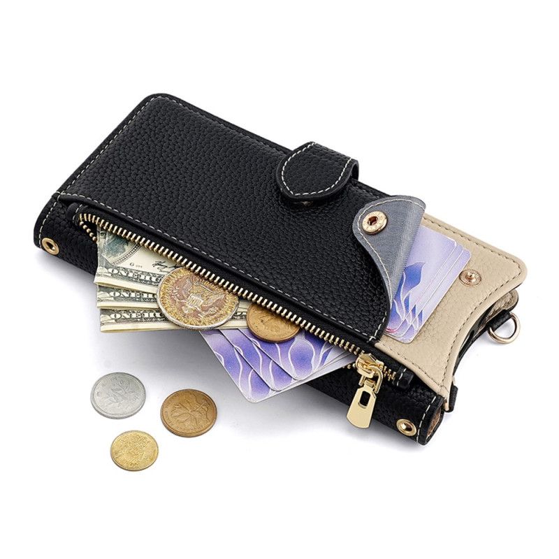 Flip Case Leren Xiaomi Redmi Note 14 Pro 4g Tweekleurige Portemonnee Met Ketting