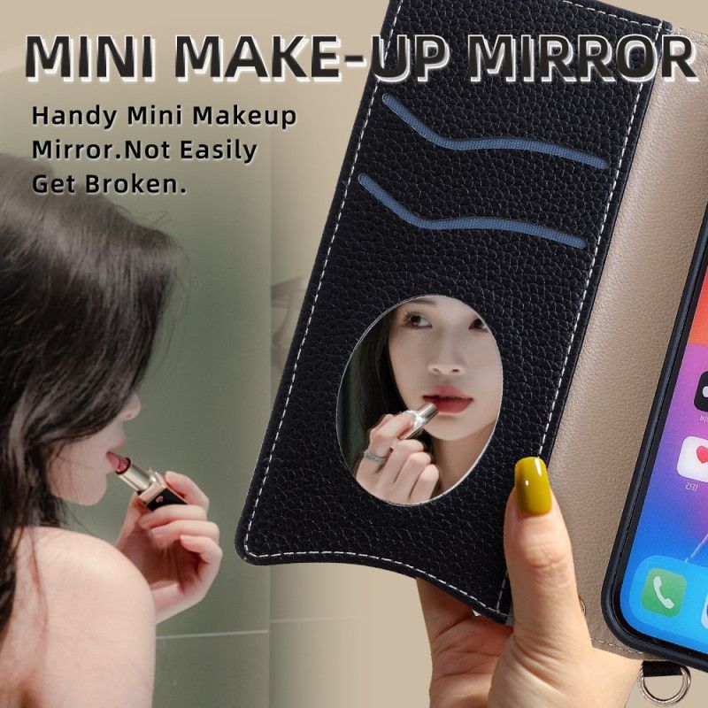 Flip Case Leren Xiaomi Redmi Note 14 Pro 4g Tweekleurige Portemonnee Met Ketting