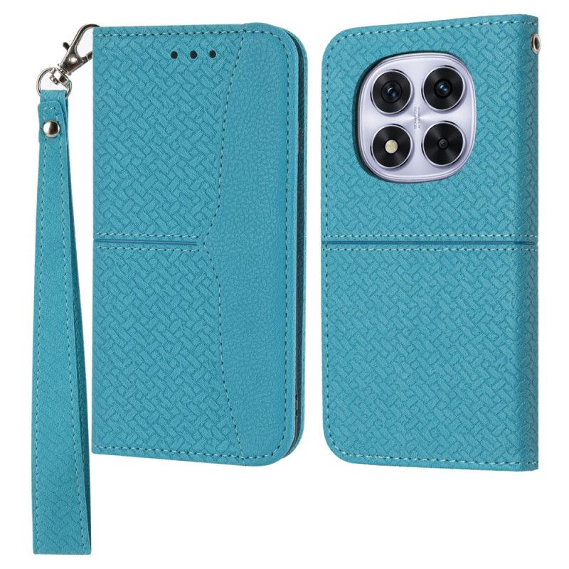 Leren Hoesje Voor Xiaomi Redmi Note 14 Pro 4g Geweven Textuur Met Bandje