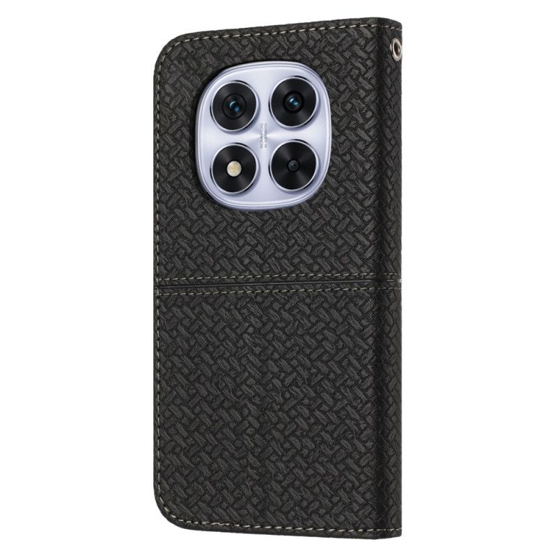 Leren Hoesje Voor Xiaomi Redmi Note 14 Pro 4g Geweven Textuur Met Bandje