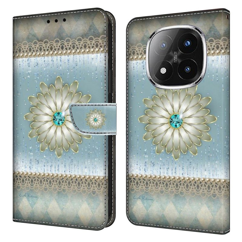 Leren Hoesje Voor Xiaomi Redmi Note 14 Pro 4g Retro Bloemenpatroon
