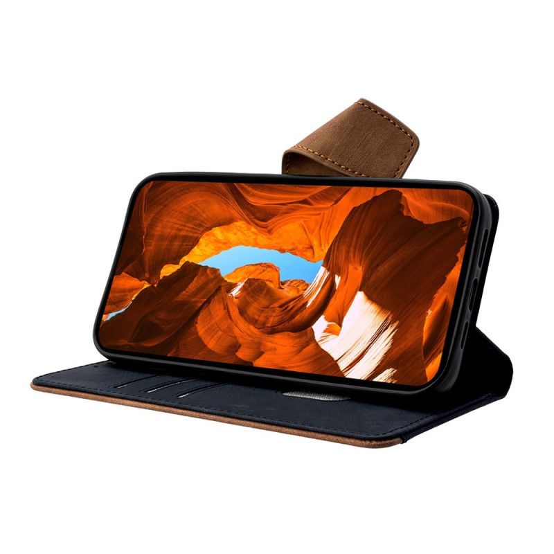 Leren Hoesje Voor Xiaomi Redmi Note 14 Pro 4g Rfid-blokkerende Portemonnee Met Tweekleurig Suède-effect