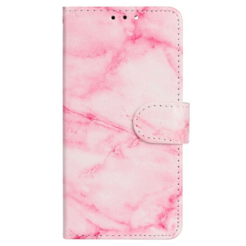Leren Hoesje Voor Xiaomi Redmi Note 14 Pro 4g Roze Marmerpatroon