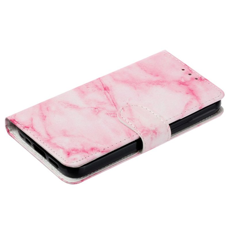 Leren Hoesje Voor Xiaomi Redmi Note 14 Pro 4g Roze Marmerpatroon