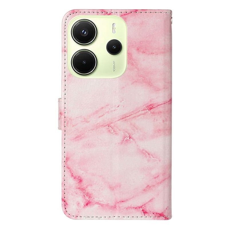 Leren Hoesje Voor Xiaomi Redmi Note 14 Pro 4g Roze Marmerpatroon