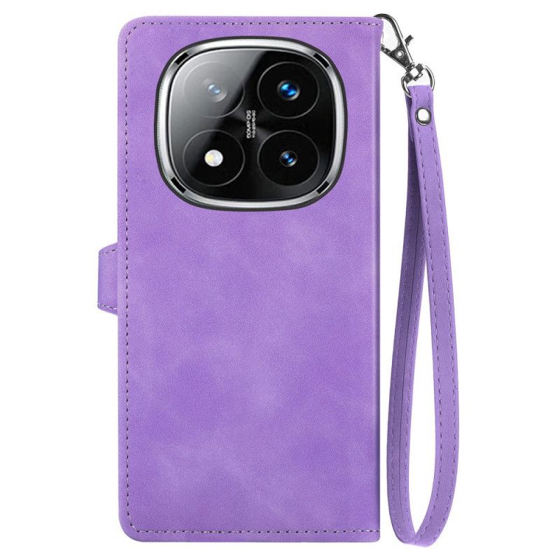 Leren Hoesje Voor Xiaomi Redmi Note 14 Pro 4g Suède Veters Effect