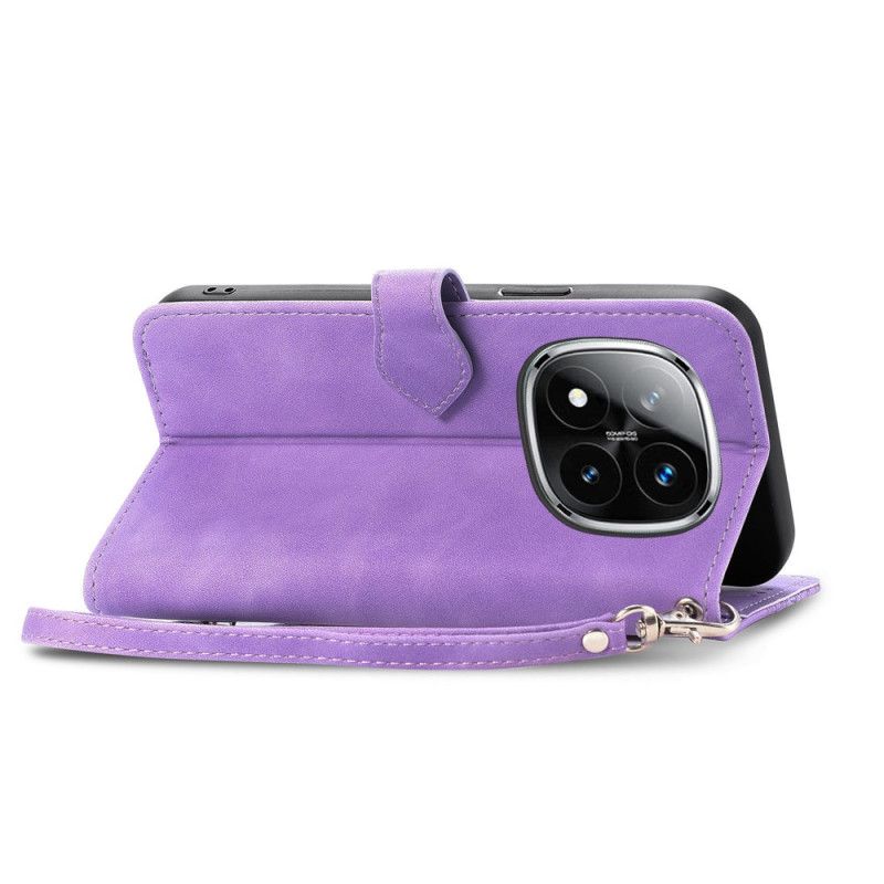 Leren Hoesje Voor Xiaomi Redmi Note 14 Pro 4g Suède Veters Effect