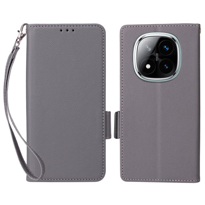 Leren Hoesje Xiaomi Redmi Note 14 Pro 4g Lychee Kunstleren Bandje Bescherming Hoesje