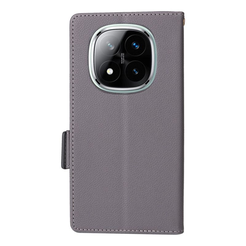 Leren Hoesje Xiaomi Redmi Note 14 Pro 4g Lychee Kunstleren Bandje Bescherming Hoesje